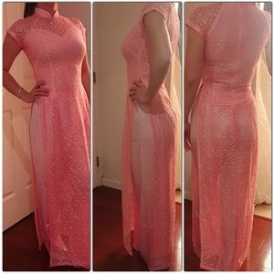 4 Vietnamese ao dai pink bridesmaid bridal s m l